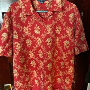Ralph Lauren Red Short-Sleeve Paisley Floral Polo